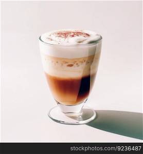 Glass of cappuccino isolated. Illustration Generative AI
