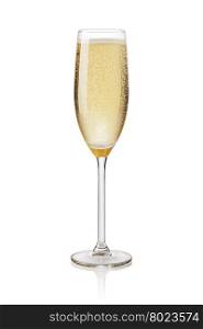 Glass of champagne on a white background