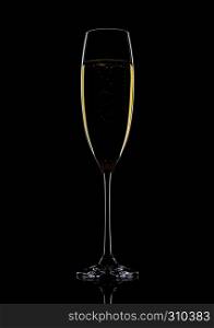 Glass of champagne shape with yellow lineson black background
