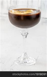 Glass of Chocolate Orange Espresso Martini Cocktail
