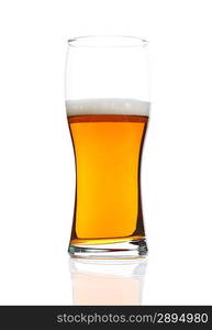 Glass of classic beer isolated over white