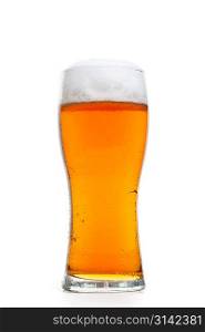 Glass of classic beer isolated over white