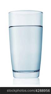 Glass of clean water not soda isolated on a white background