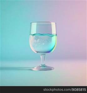 Glass of clean water on a colored background. Generative AI