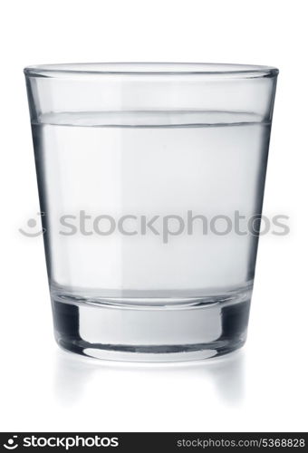 Glass of clear fresh water isolated on white