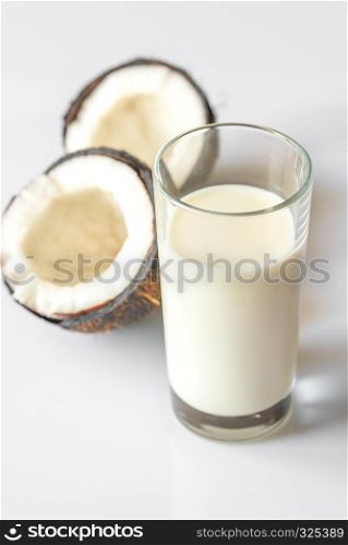 Glass of coconut milk
