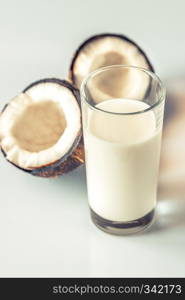 Glass of coconut milk