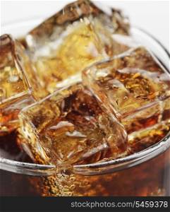 Glass Of Cola With Ice Cubes ,Close Up