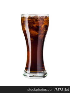 Glass of cola with ice Isolated on white background