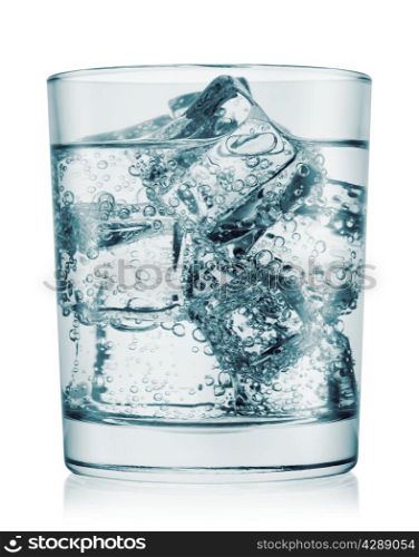 Glass of cold water with gas isolated on white background