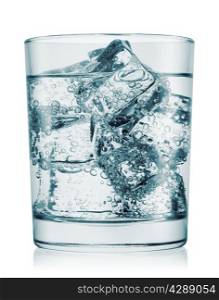 Glass of cold water with gas isolated on white background