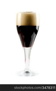 Glass of dark beer isolated on a white background