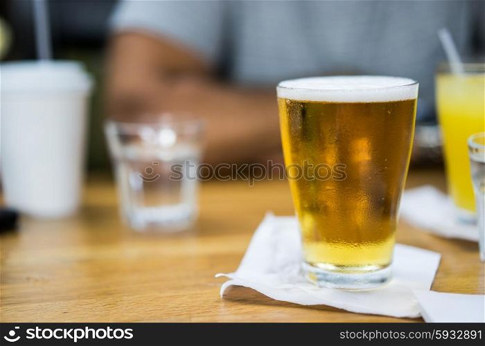 Glass of draft beer in cafe