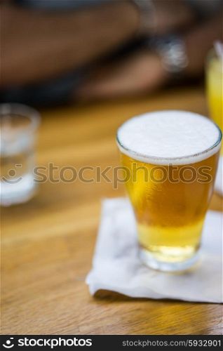 Glass of draft beer in cafe