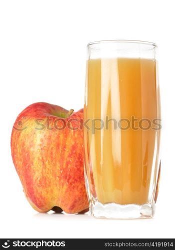 glass of fresh apple juice with apple isolated on white