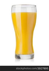 Glass of fresh orange juice on white background. with clipping path