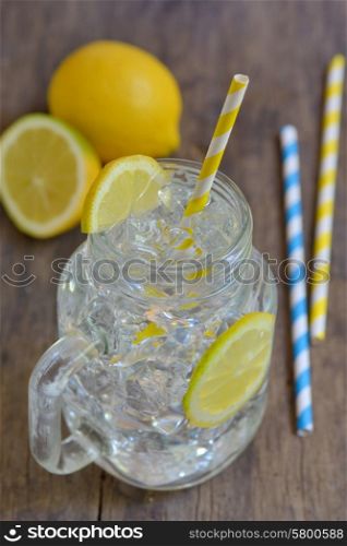 Glass of fresh water with lemon