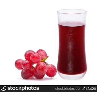 Glass of grape juice and grape isolated on white
