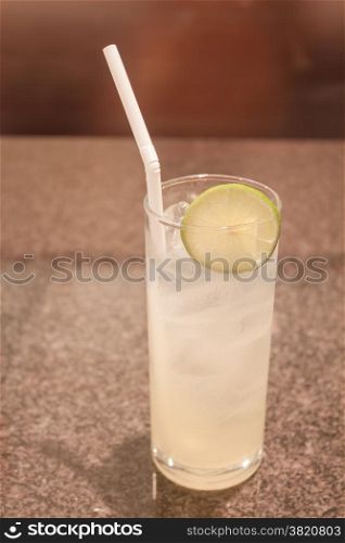 Glass of ice lemon juice, stock photo