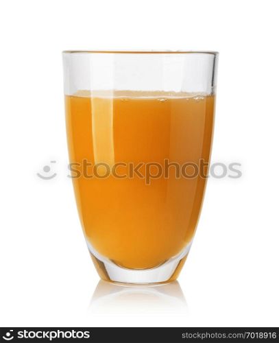 glass of juice on a white background. peach juice