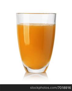 glass of juice on a white background. peach juice
