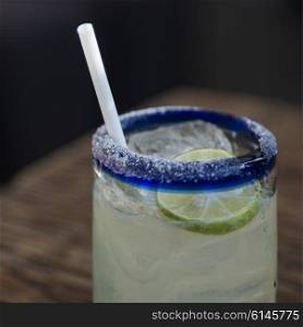 Glass of lemonade with straw, Centro, Zona Centro, San Miguel de Allende, Guanajuato, Mexico