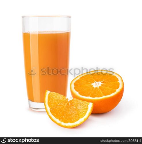 glass of orange juice isolated on a white background. glass of orange juice