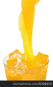 glass of orange juice with ice