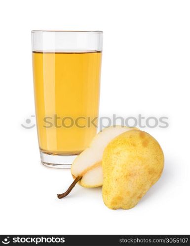 glass of pear juice on a white background. glass of pear juice
