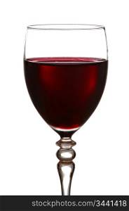 Glass of red wine a over white background