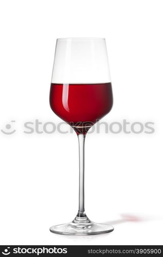 Glass of red wine isolated on white