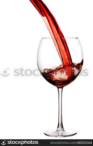 Glass of red wine isolated over white background
