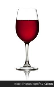 Glass of red wine on a white background and with soft shadow. The file includes a clipping path.