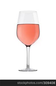 Glass of rose pink wine isolated on white background
