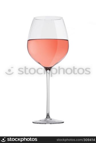 Glass of rose pink wine isolated on white background