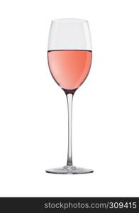 Glass of rose pink wine isolated on white background