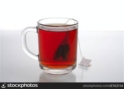 glass of tea with bag end
