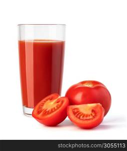 glass of tomato juice isolated on a white background. glass of tomato juice