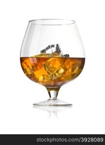 Glass of whiskey isolated on white with clipping path