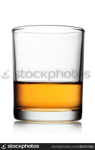 Glass of whiskey isolated over white background