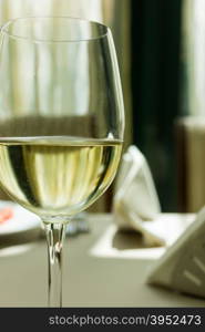 glass of white wine close up