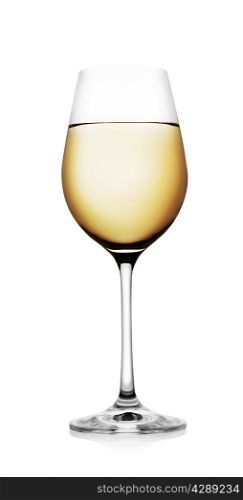 Glass of white wine grape isolated on white background