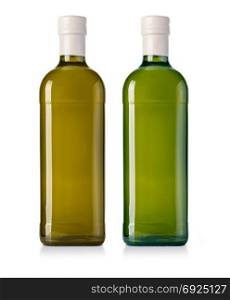 glass oil olive bottle isolated on white with clipping path