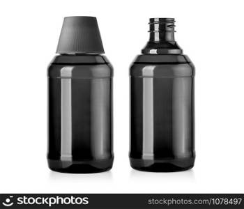 Glass or glossy plastic container for different cosmetic or medical products. with clipping path