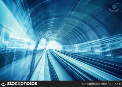 Glass railway tunnel. Subway station. Generate Ai. Glass railway tunnel. Generate Ai