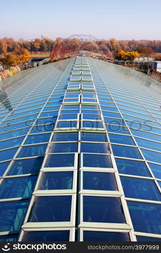 Glass roof of the Warsaw University Library, Poland.