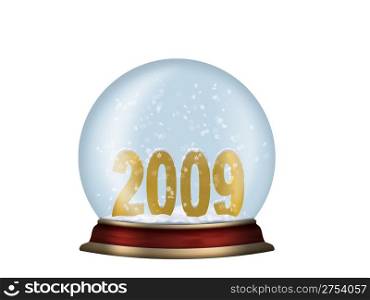 Glass sphere. Christmas scenery created by means of computer technology