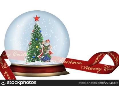 Glass sphere. Christmas scenery created by means of computer technology