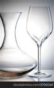 Glass still life over gradient background