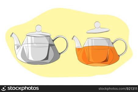 glass teapot on a yellow background